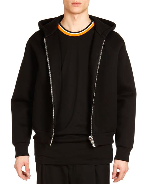 givenchy neoprene and leather zipped hoodie|givenchy sweatshirt fleece.